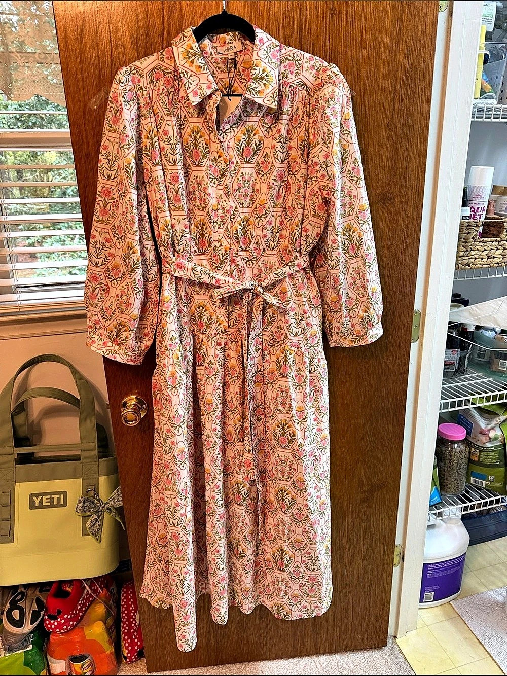 AVARA Lula Dress Floral Print Maxi Dress Pink & White Size XL NWT
